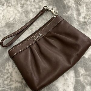 Chocolate Leather Coach Wristlet !